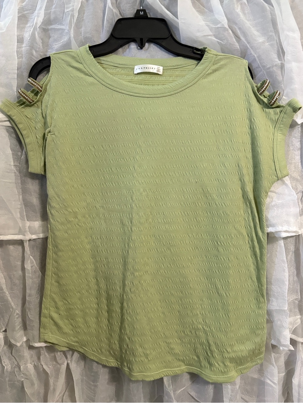 Cutout Shoulder Lightweight Top - Sage Green